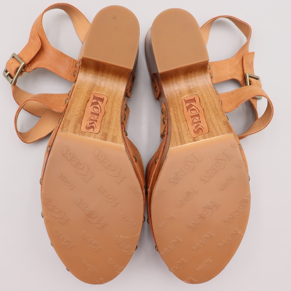 Korks Abloom Strappy Platform Slingback Pump Platform Clogs Size 11M Tan Studded - Picture 9 of 9